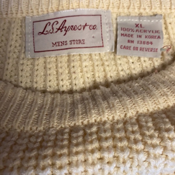 Vintage Cream Sweater LS Ayres & Co. Mens Store XL - Picture 5 of 6
